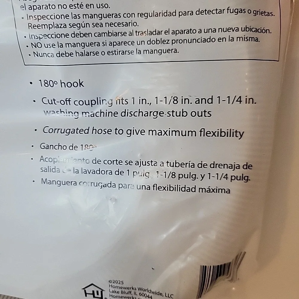 HOMEWORKS Corrugated Washing Machine Discharge Hose 5 ft HRBDIS11B